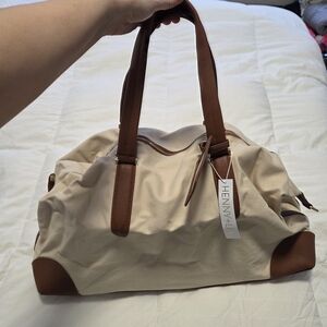 Donating By Sunday If Not Sold: NWT Cream and Brown Weekender Travel Bag